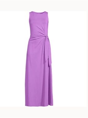 Lands’ End Petite XL Soft Orchid Modal Maxi Dress Tie Waist Sleeveless